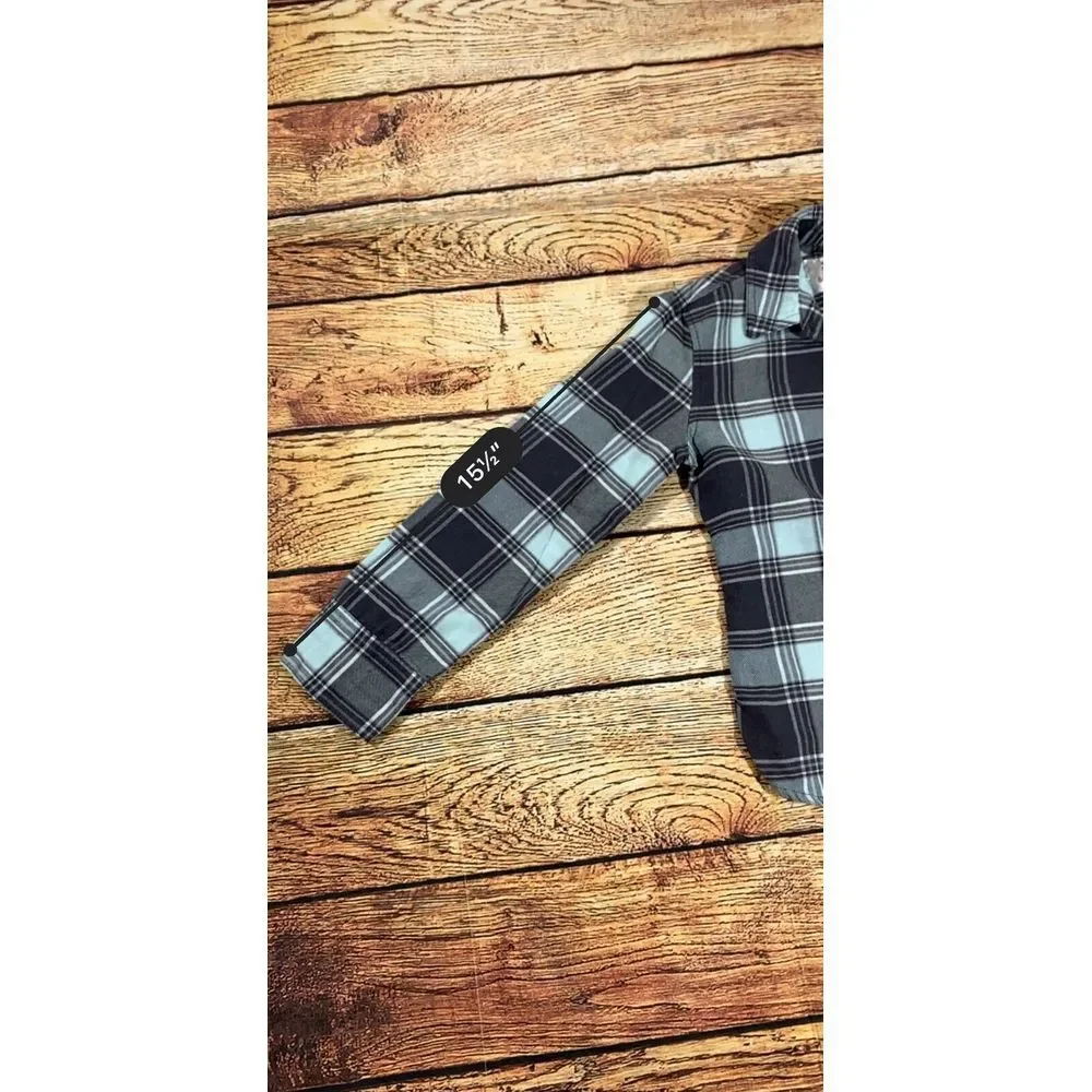 Justice Girls Grey Plaid Button Up Top 6